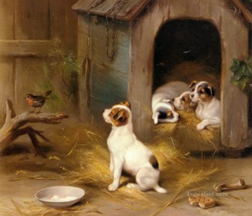 動物 Painting - ハント・エドガー・ザ・パピーの子犬